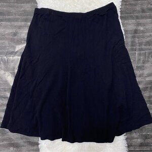SUSAN GRAVER CRINKLED GAUZE BLACK ELASTIC WAIST PULL-ON SKIRT